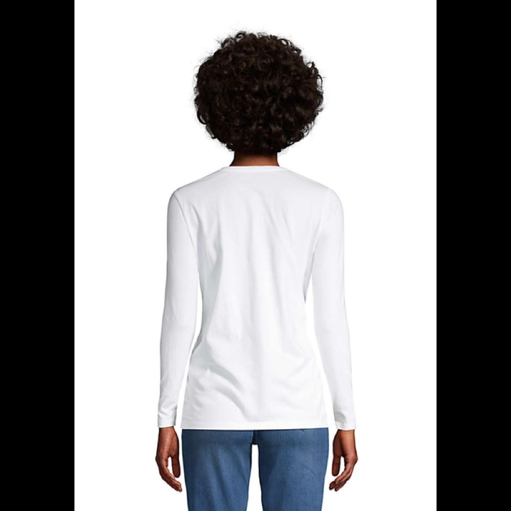 Lands End Relaxed Supima Cotton Long Sleeve V-Neck T-Shirt - Picture 2 of 3